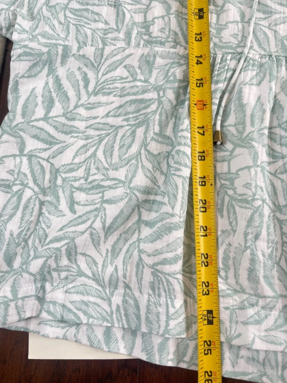 Wonderly Gauzy Cotton Peasant Top Women's 1X Green Tie Neck Boho Cottage - Picture 5 of 5